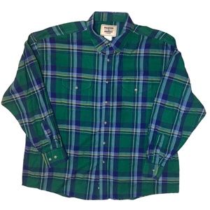 Mens Wrangler Painted Desert Western Shirt Size XXL Plaid Blue Green Button Up